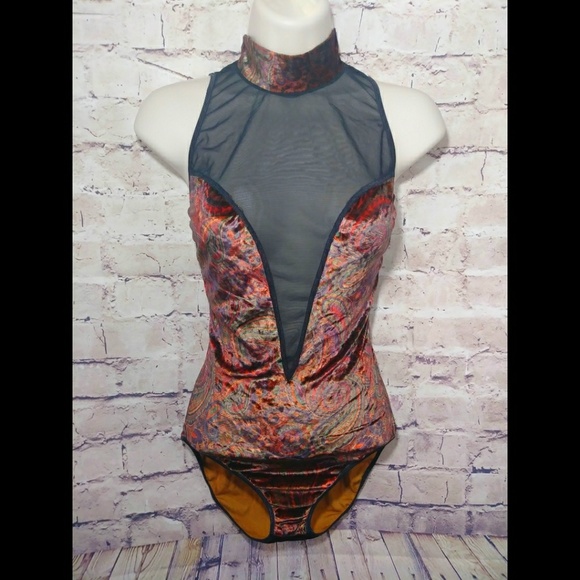 Victoria's Secret Other - Victoria Secret~Vtg Paisly Velvet Bodysuit~Sz M